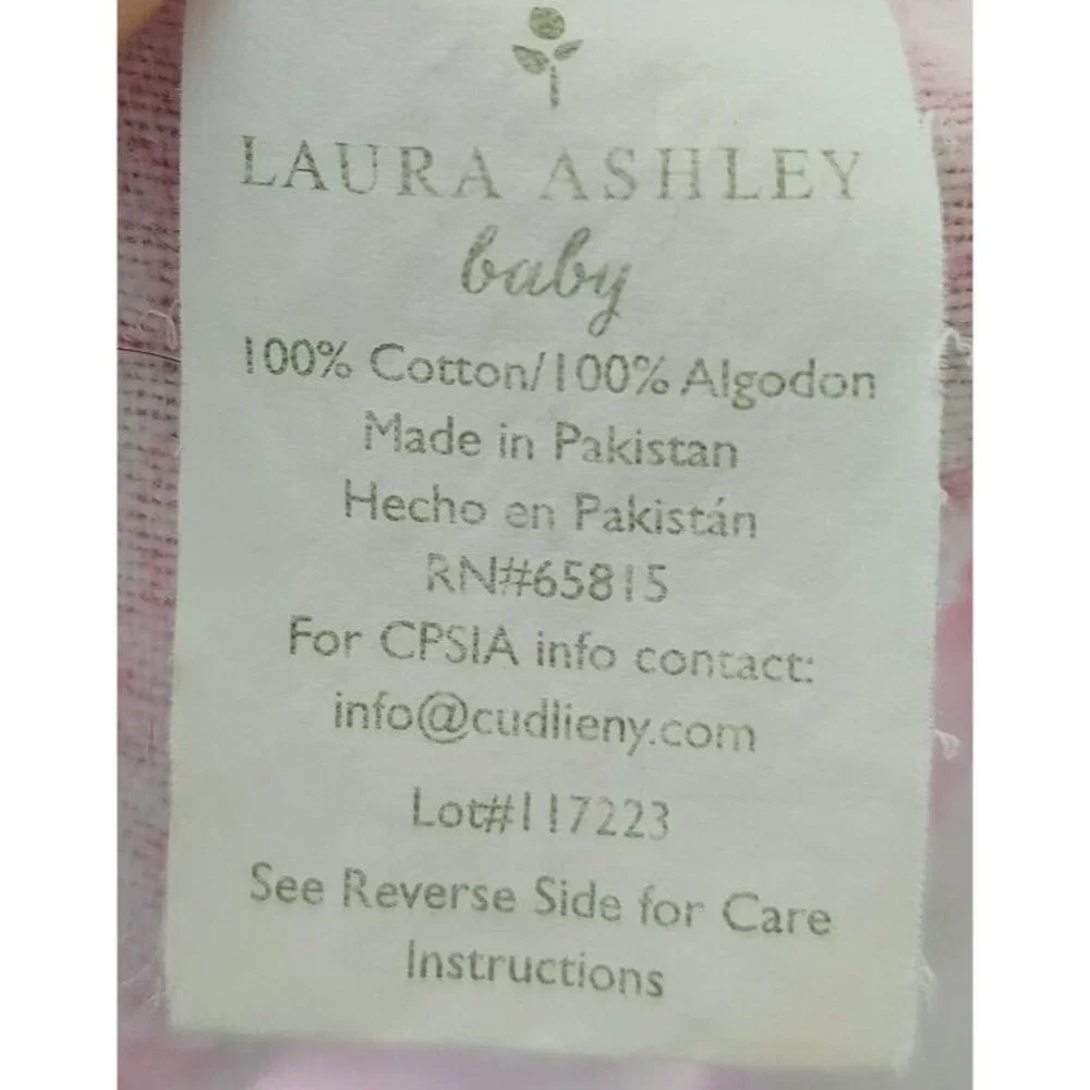 Laura Ashley Baby Receiving Blanket Flannel Cotton Pink Floral 27